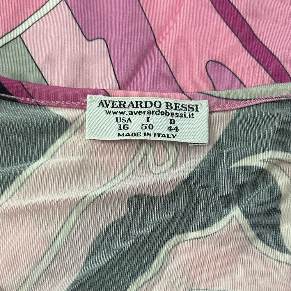 Averardo Bessi Pink/Gray Abstract Pattern Long Sleeve Tunic Shirt Top **Sz 16** - Picture 9 of 12